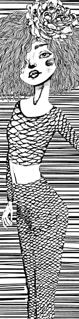 Free colorable bookmarks of a teen mermaid outfit design